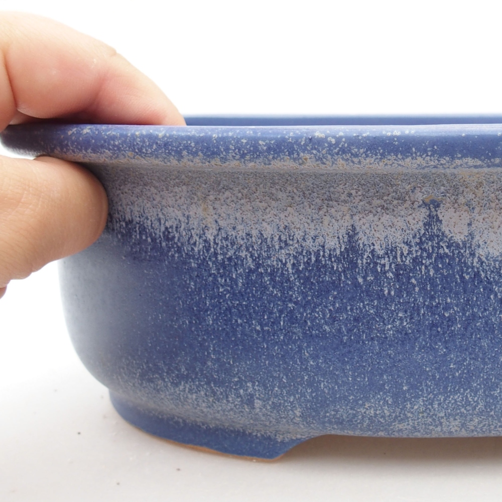 Bonsaischaal van keramiek 23 x 19,5 x 7 cm, kleur blauw