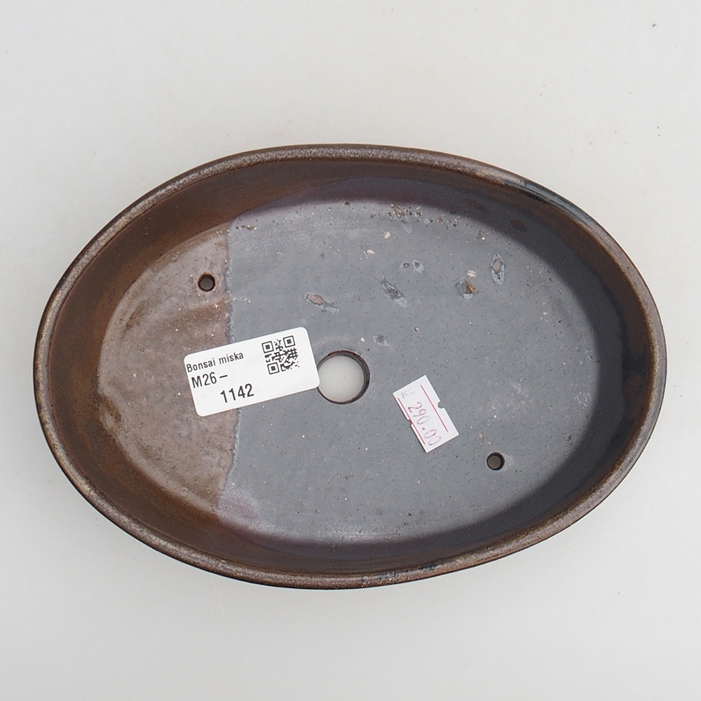 Bonsaischaal van keramiek 18,5 x 13 x 4 cm, bruin