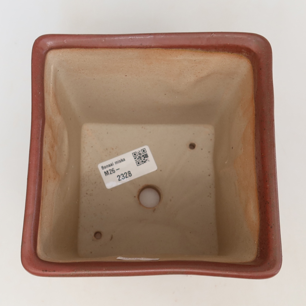Keramische bonsaipot 13 x 13 x 14 cm, kleur: roze