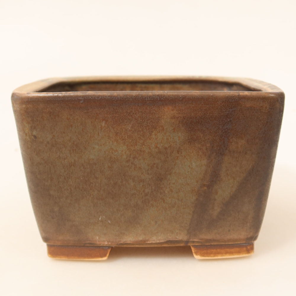 Bonsaischaal van keramiek 13 x 13 x 8 cm, groen