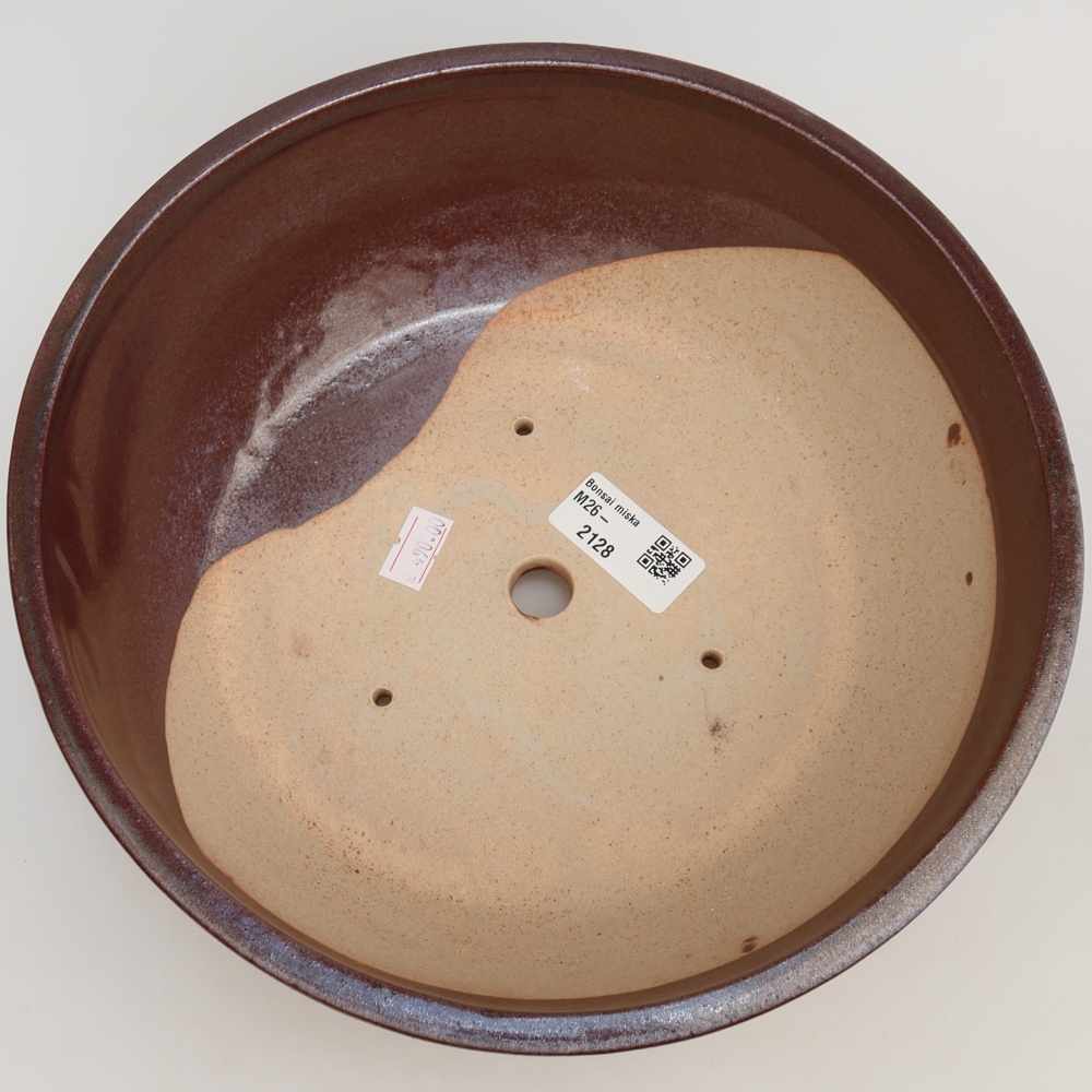 Keramische bonsaipot 24,5 x 24,5 x 7,5 cm, kleur bordeauxrood