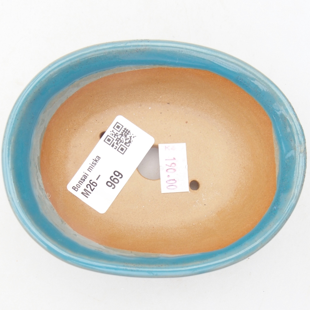 Bonsaischaal van keramiek 11 x 8,5 x 4 cm, kleur blauw