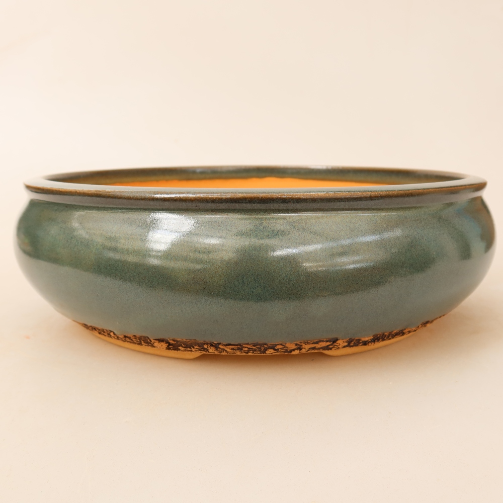 Keramische bonsai-schaal 24 x 24 x 7,5 cm, kleur: groen