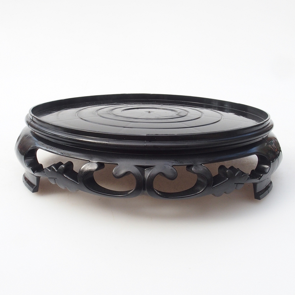 Kunststof bonsai tafel rond 17,5 x 17,5 x 4 cm, kleur zwart