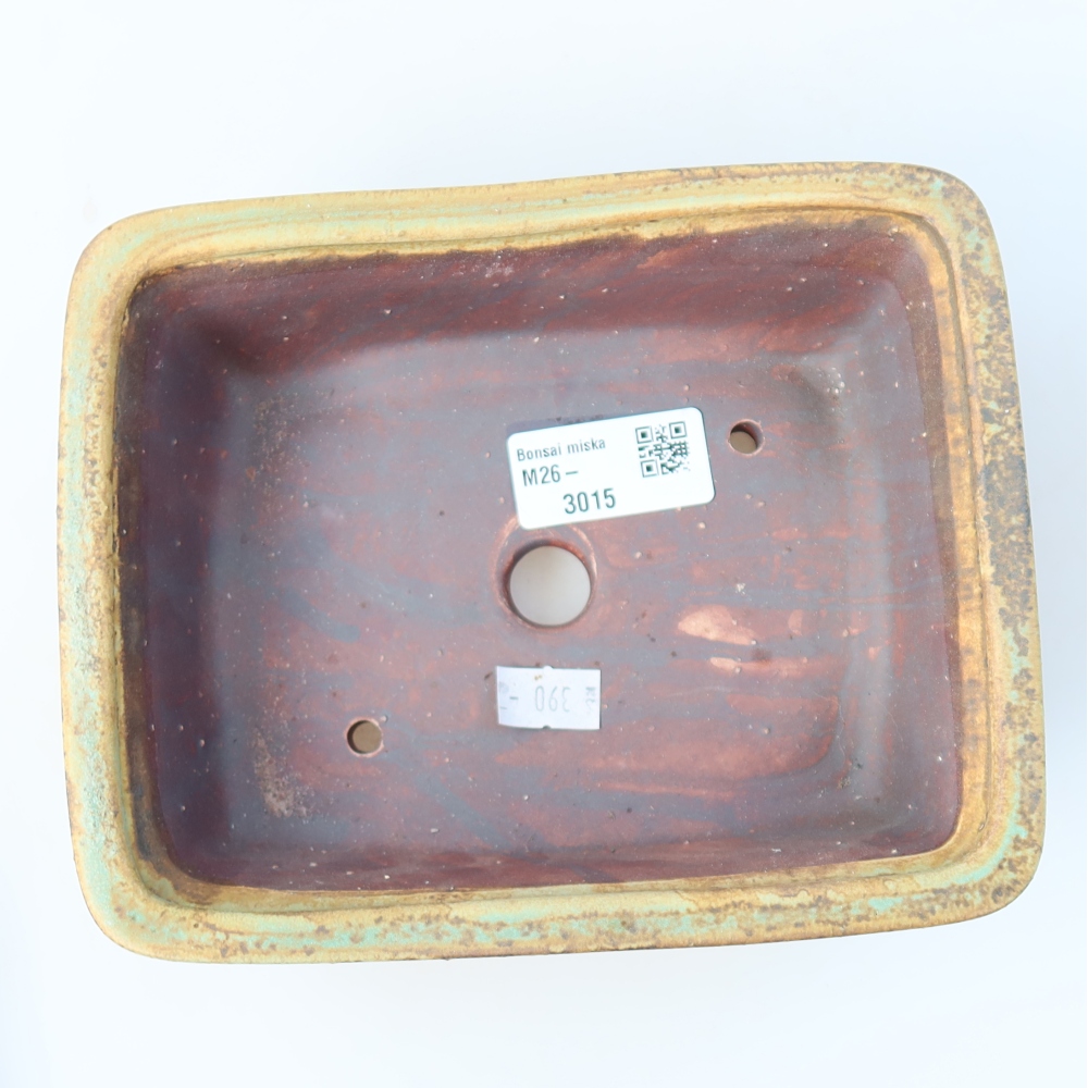 Bonsaischaal van keramiek 17,5 x 14,5 x 5 cm, groen