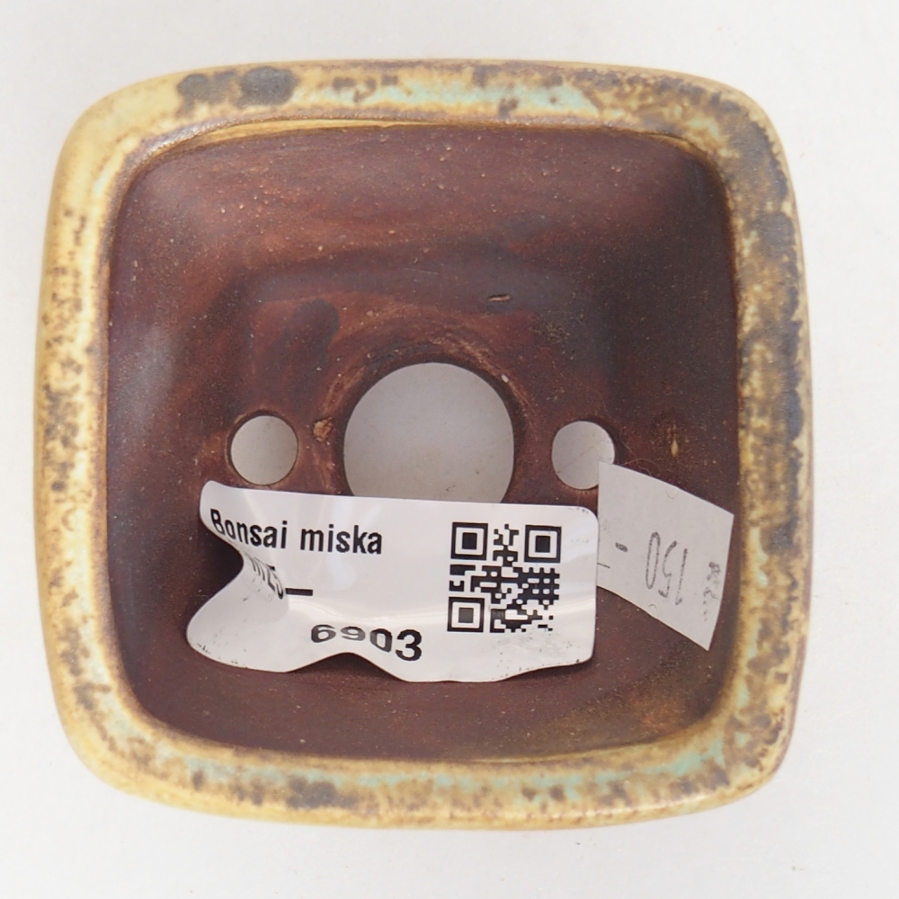 Bonsaischaal van keramiek 6 x 6 x 4 cm, groen