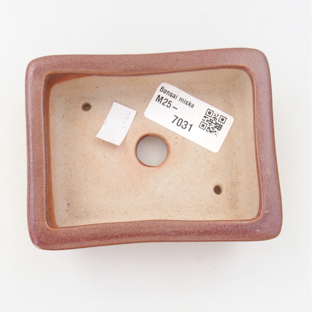 Bonsaischaal van keramiek 26 x 26 x 8 cm, kleur rood