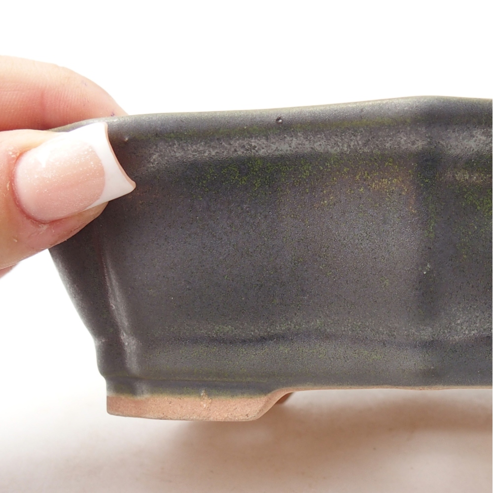 Bonsaischaal van keramiek 15,5 x 11 x 4,5 cm, groen metallic