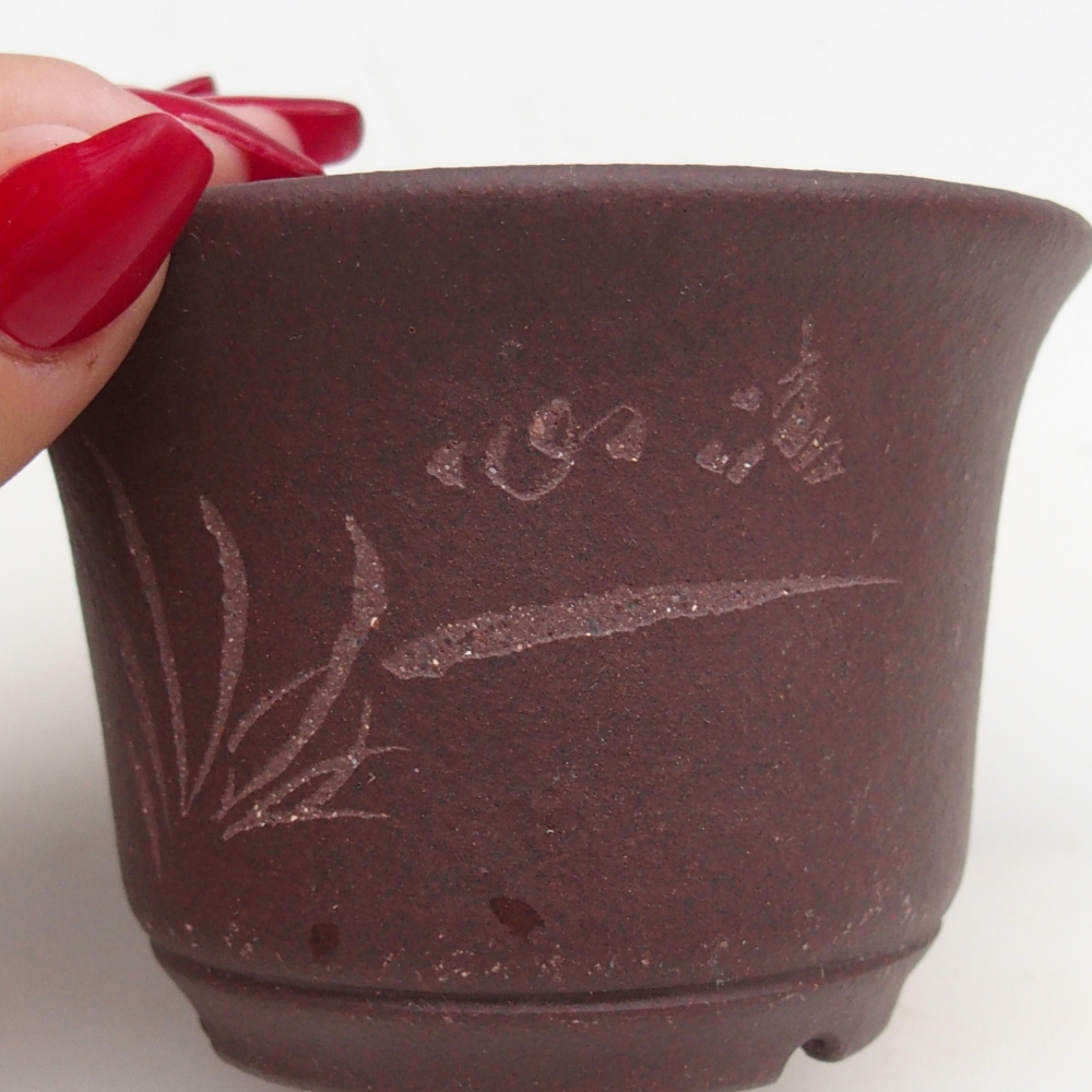 Bonsaischaal van keramiek 9,5 x 9,5 x 6,5 cm, bruin