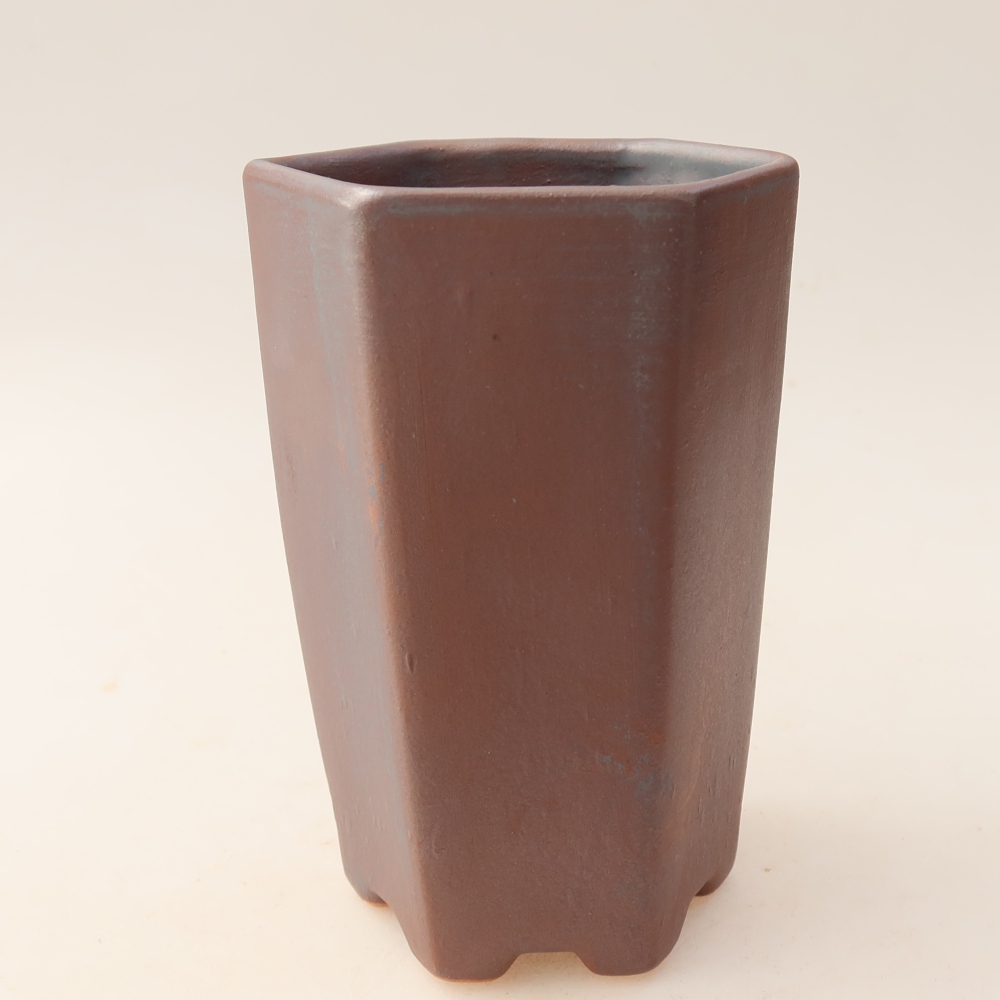 Keramische bonsaipot 9,5 x 8,5 x 14,5 cm, metaalachtige kleur