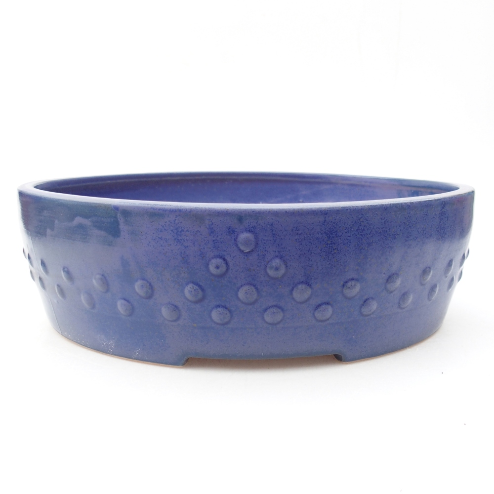 Bonsaischaal van keramiek 27,5 x 27,5 x 8 cm, kleur blauw