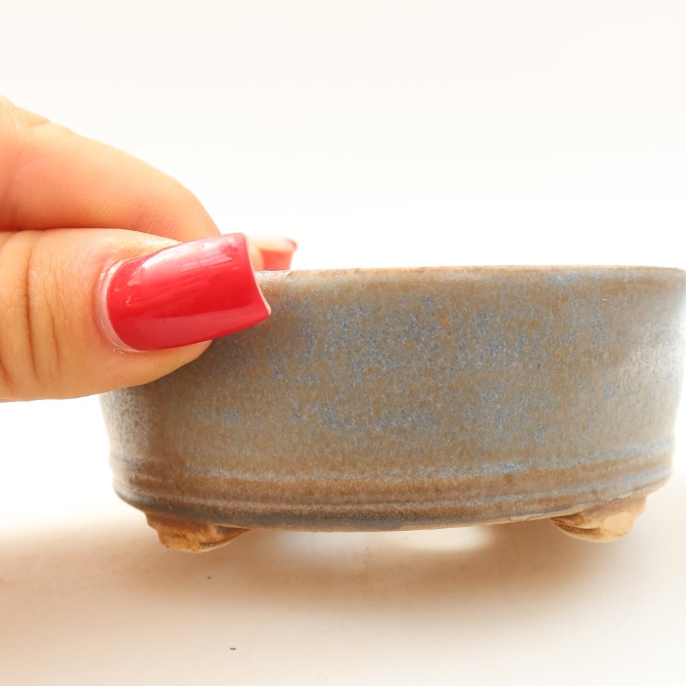Bonsaischaal van keramiek 9 x 9 x 3,5 cm, kleur blauw