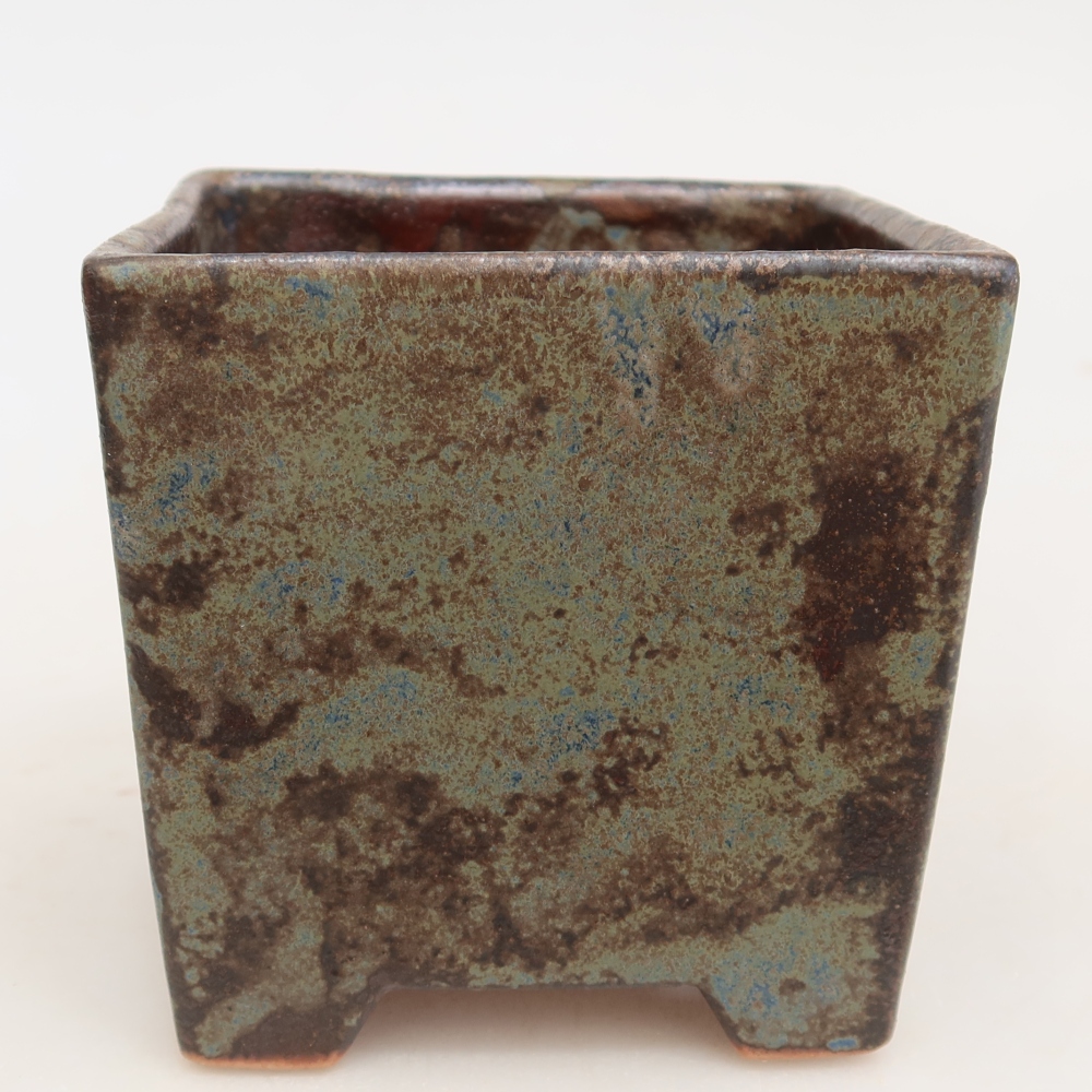 Keramische bonsaipot 8,5 x 8,5 x 9 cm, kleur bruin