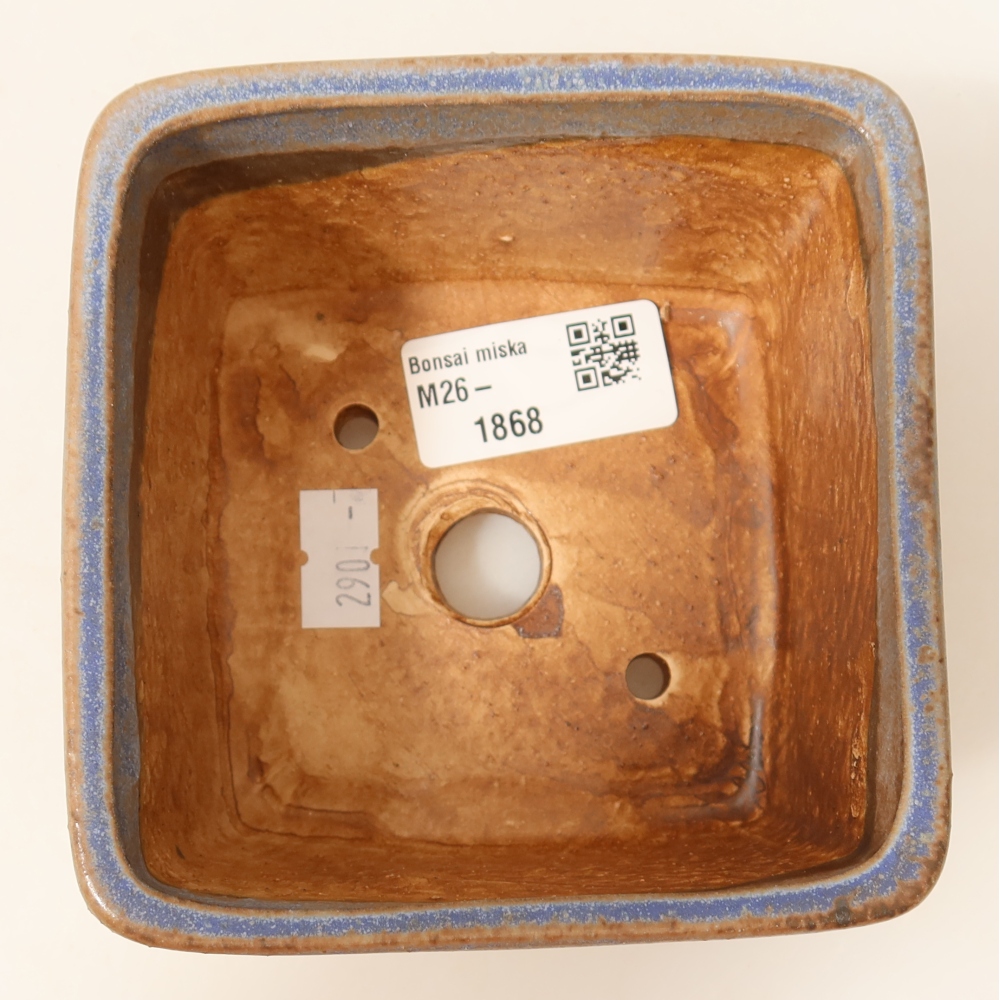 Keramische bonsaipot 10,5 x 10,5 x 7 cm, kleur: blauw