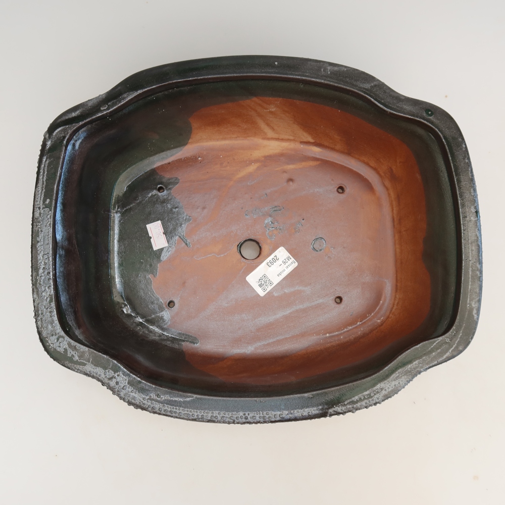 Keramische bonsaipot 30,5 x 25,5 x 10,5 cm, kleur groen