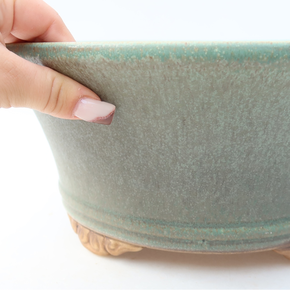 Keramische bonsaischaal 29 x 29 x 12,5 cm, kleur groen