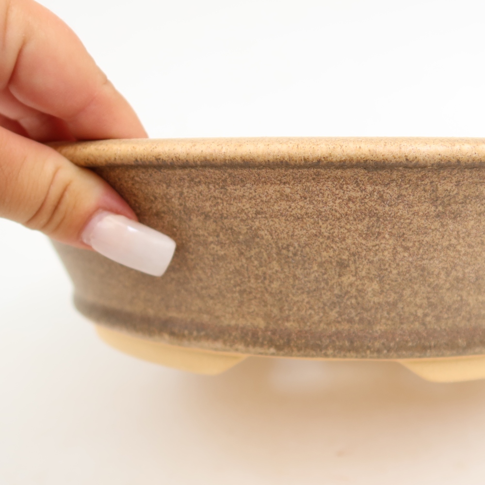 Keramische bonsaipot 25,5 x 25,5 x 6,5 cm, kleur bruin
