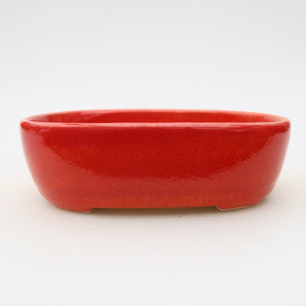 Bonsaischaal van keramiek 13 x 8,5 x 4 cm, kleur rood