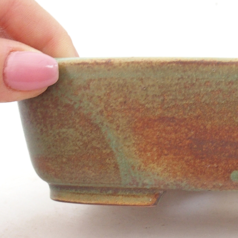 Bonsaischaal van keramiek 15 x 12 x 4,5 cm, groen