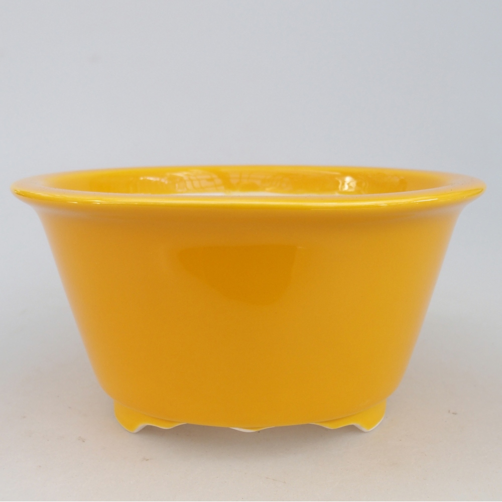 Bonsaischaal van keramiek 16 x 16 x 8,5 cm, geel