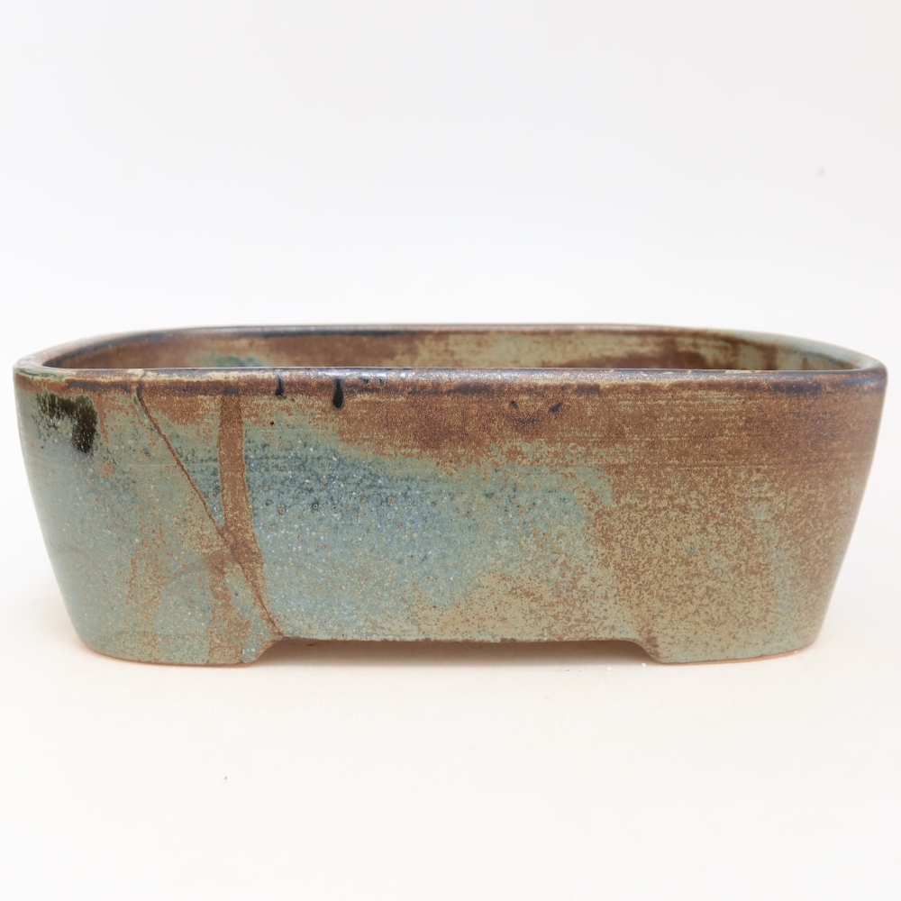 Keramische bonsaipot 23 x 17,5 x 7,5 cm, kleur blauwbruin