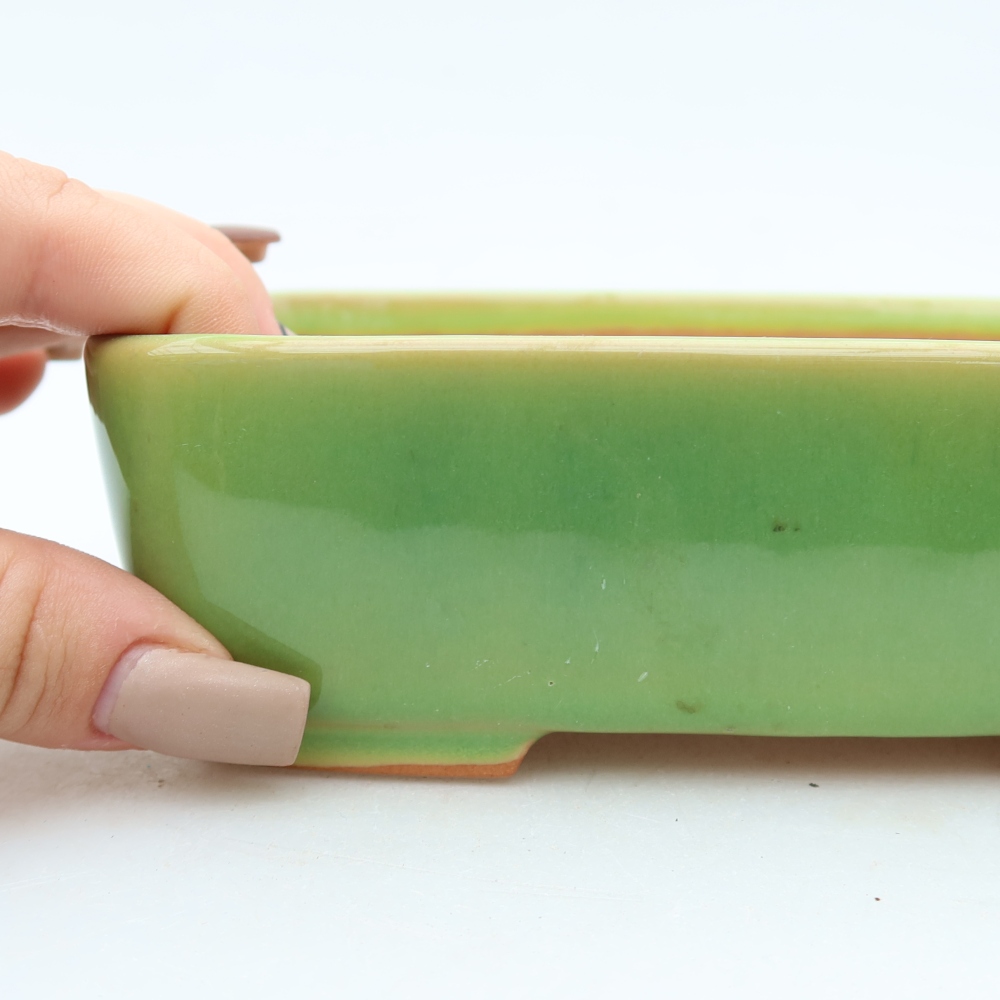 Bonsaischaal van keramiek 15 x 12,5 x 4,5 cm, groen