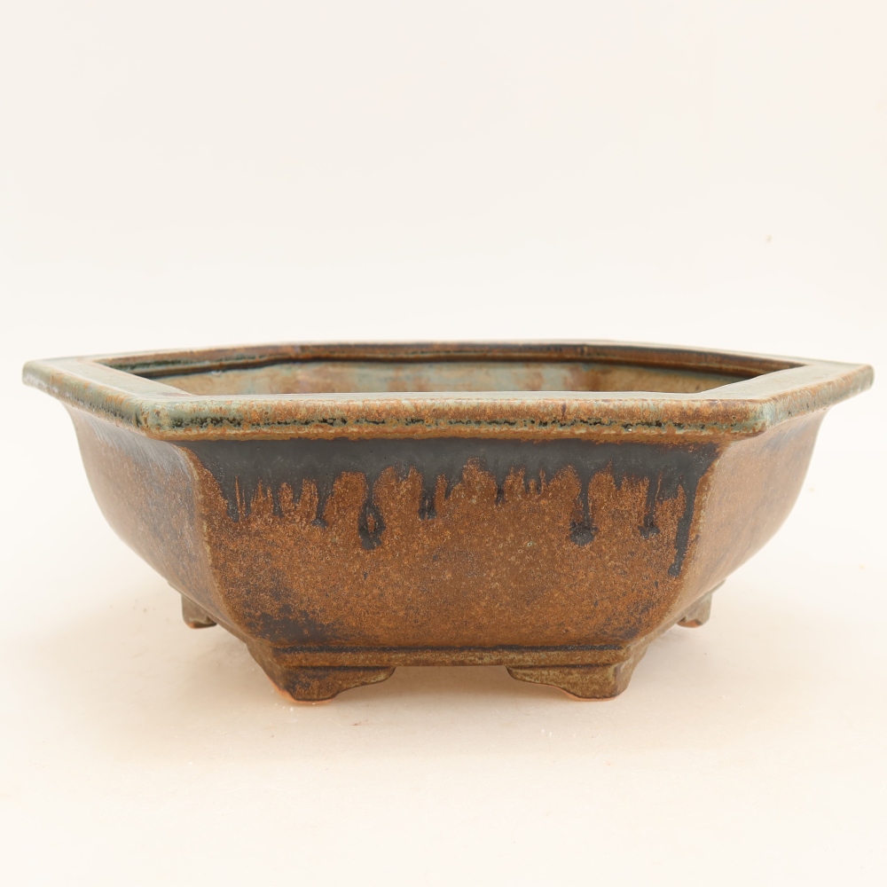 Keramische bonsaipot 28 x 24,5 x 9 cm, kleur bruingroen