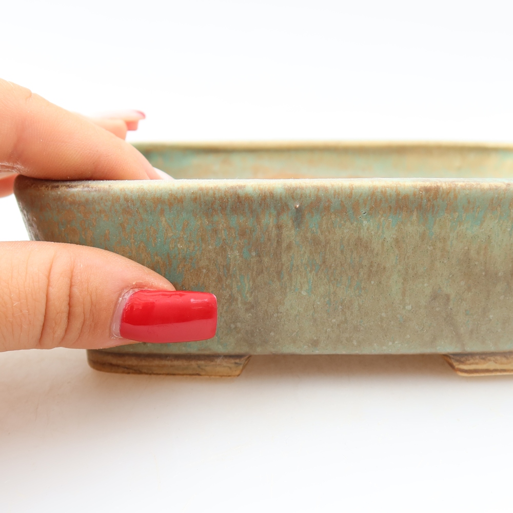 Keramische bonsaipot 14 x 11,5 x 4,5 cm, kleur: groen