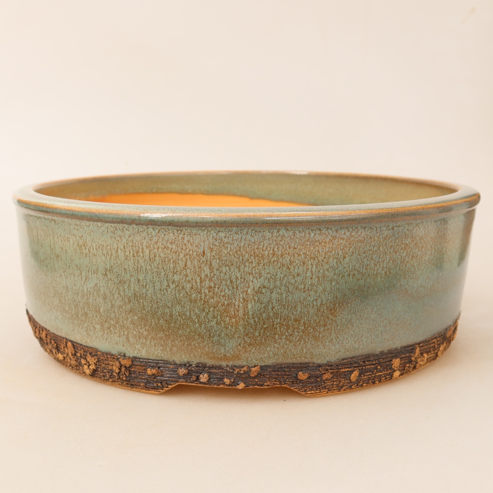 Keramische bonsaischaal 25 x 25 x 8 cm, kleur groen