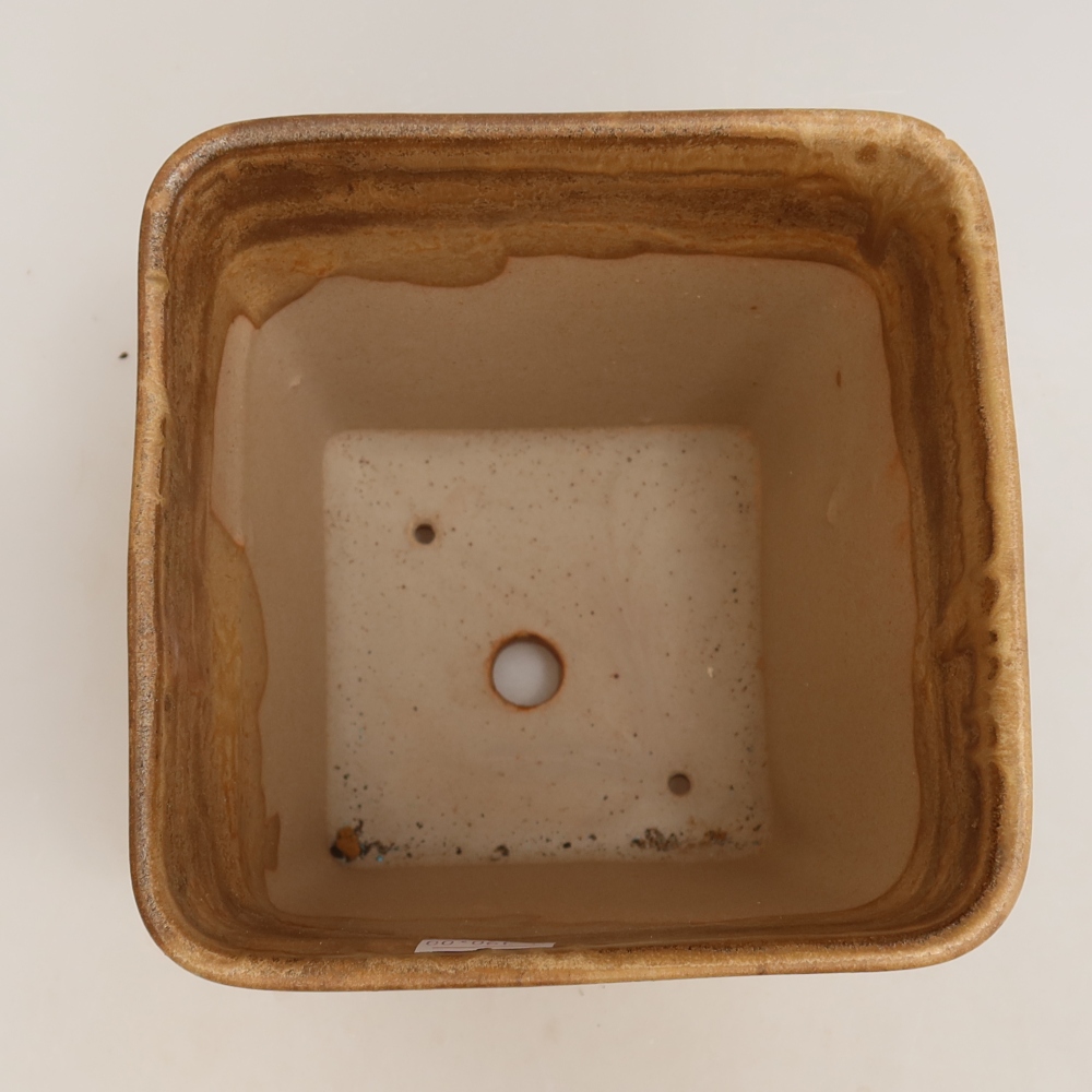 Keramische bonsaipot 13,5 x 13,5 x 15 cm, kleur beige