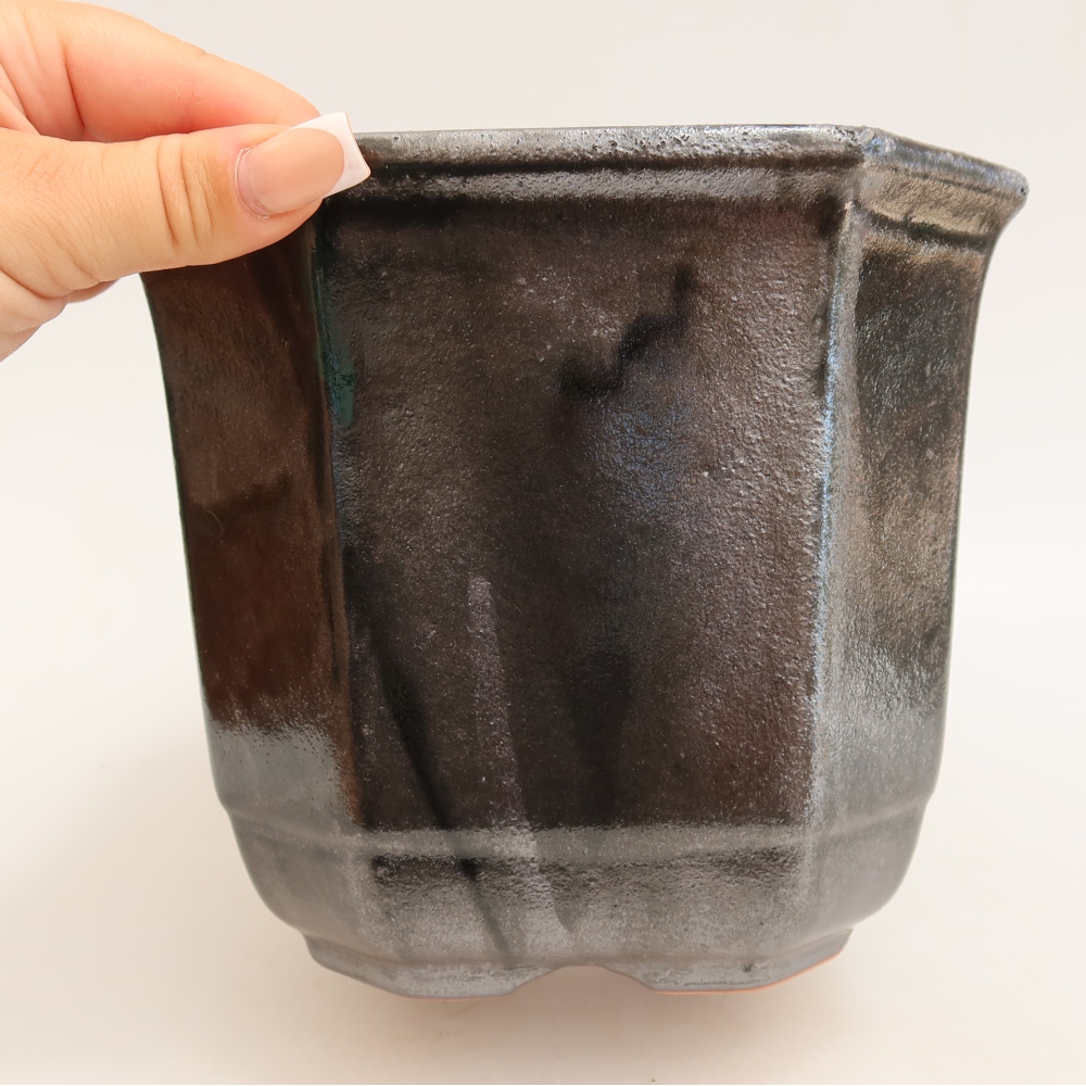Keramische bonsaipot 17,5 x 17,5 x 15,5 cm, metaalachtige kleur