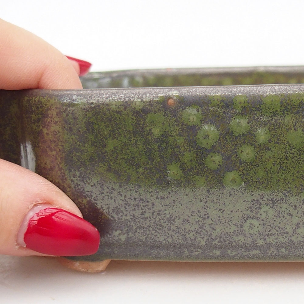 Bonsaischaal van keramiek 16 x 11,5 x 4,5 cm, groen