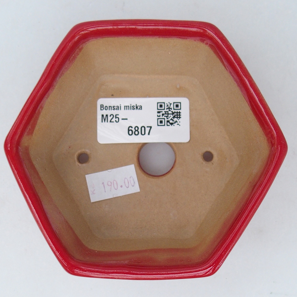 Bonsaischaal van keramiek 10,5 x 9,5 x 5 cm, kleur rood
