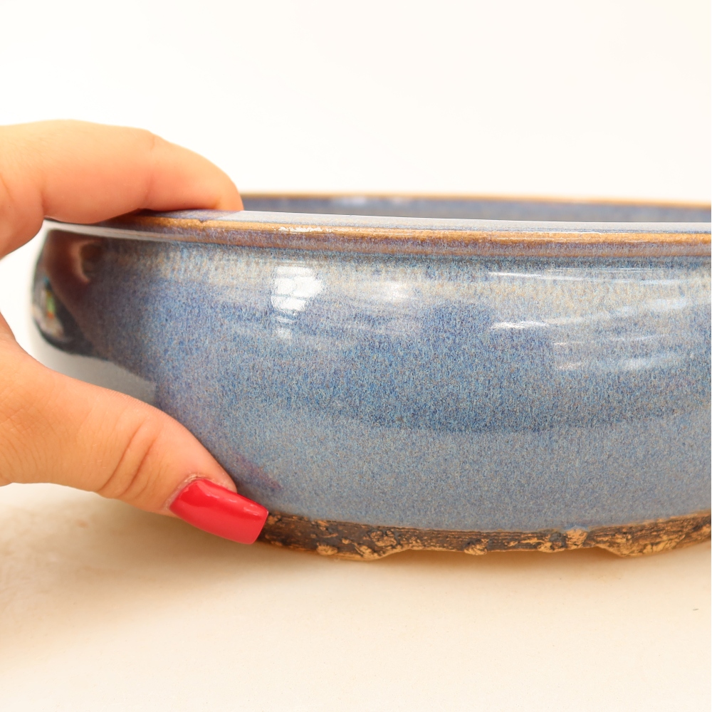 Keramische bonsaipot 24 x 24 x 7,5 cm, kleur: blauw