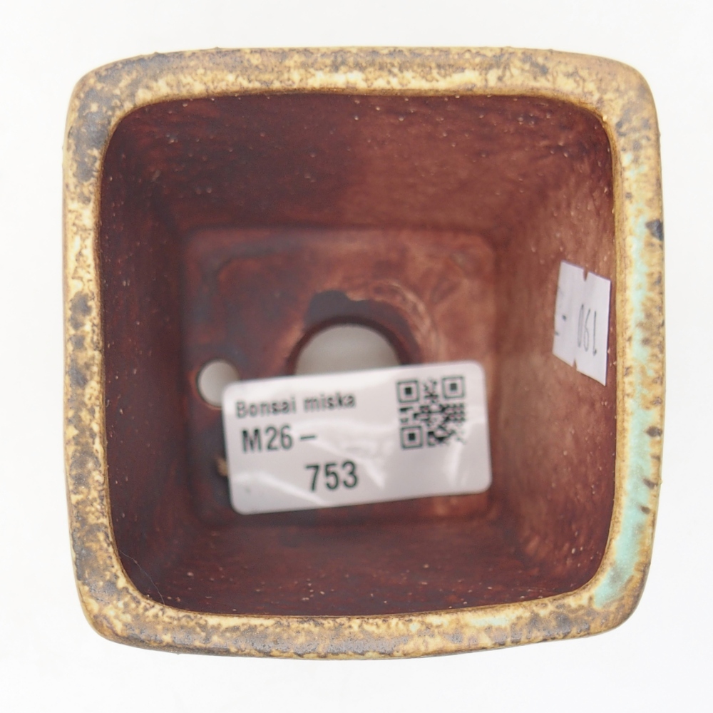 Bonsaischaal van keramiek 6,5 x 6,5 x 7 cm, groen