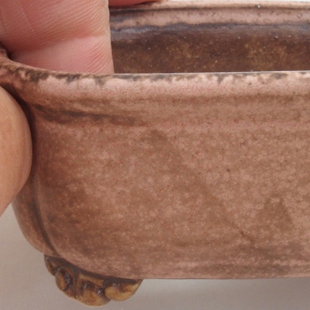 Bonsaischaal van keramiek 10 x 8,5 x 4 cm, bruin