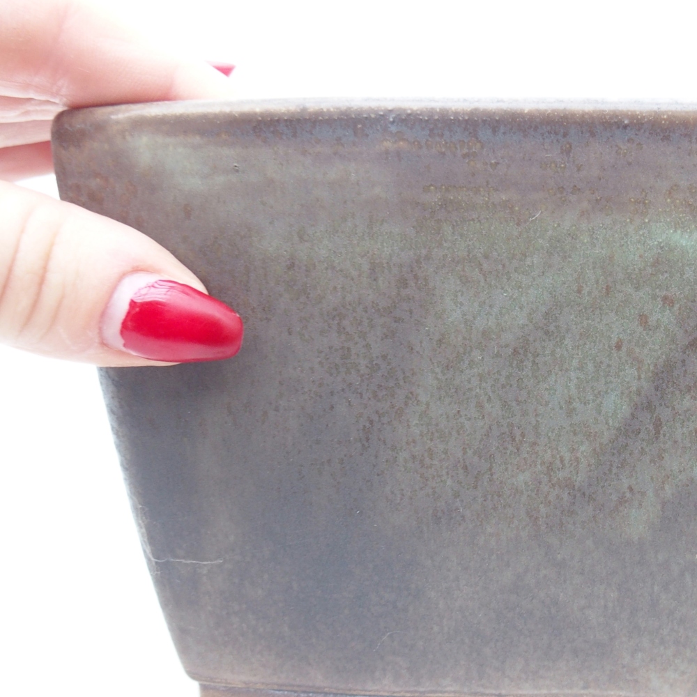 Bonsaischaal van keramiek 16 x 16 x 10 cm, groen