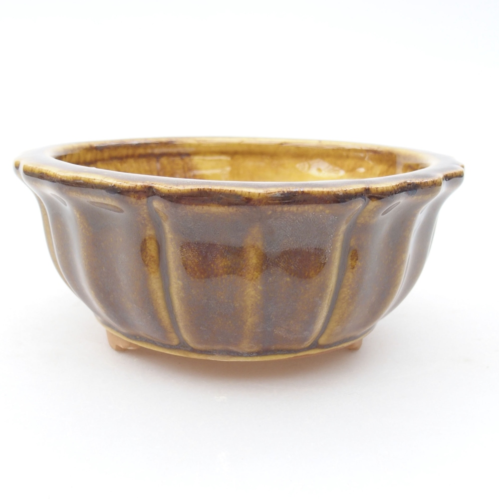 Bonsaischaal van keramiek 11,5 x 11,5 x 5 cm, geel