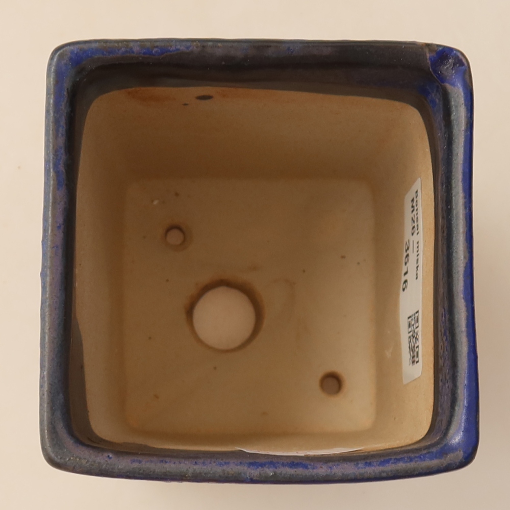 Keramische bonsaipot 7,5 x 7,5 x 10 cm, kleur: blauw