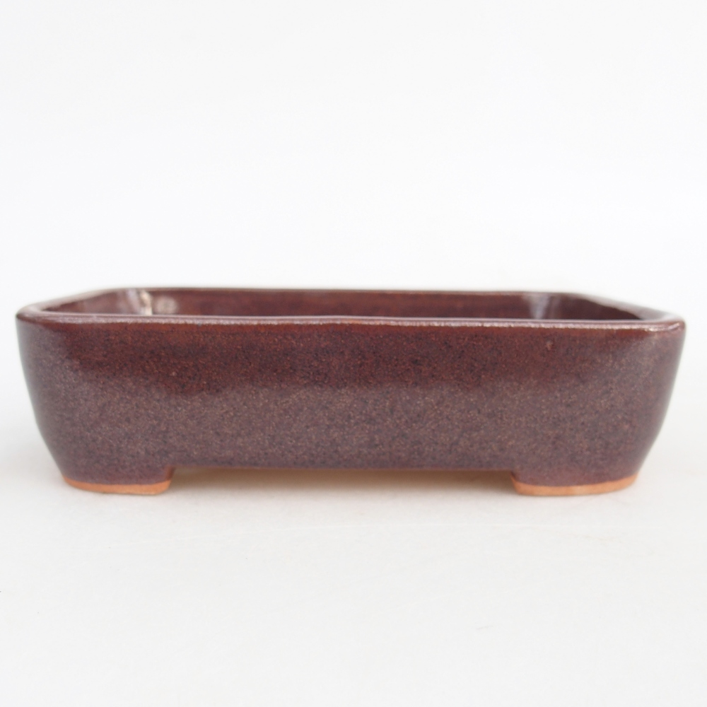 Bonsaischaal van keramiek 12,5 x 9,5 x 3,5 cm, bruin