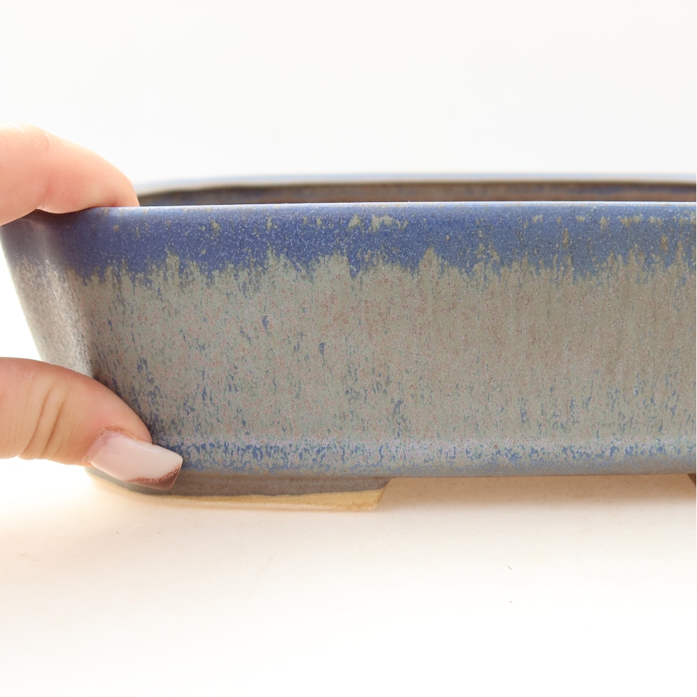Keramische bonsaischaal 25 x 21 x 6,5 cm, kleur: blauw