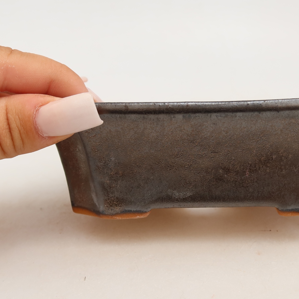 Keramische bonsaipot 13,5 x 11 x 4 cm, metaalachtige kleur