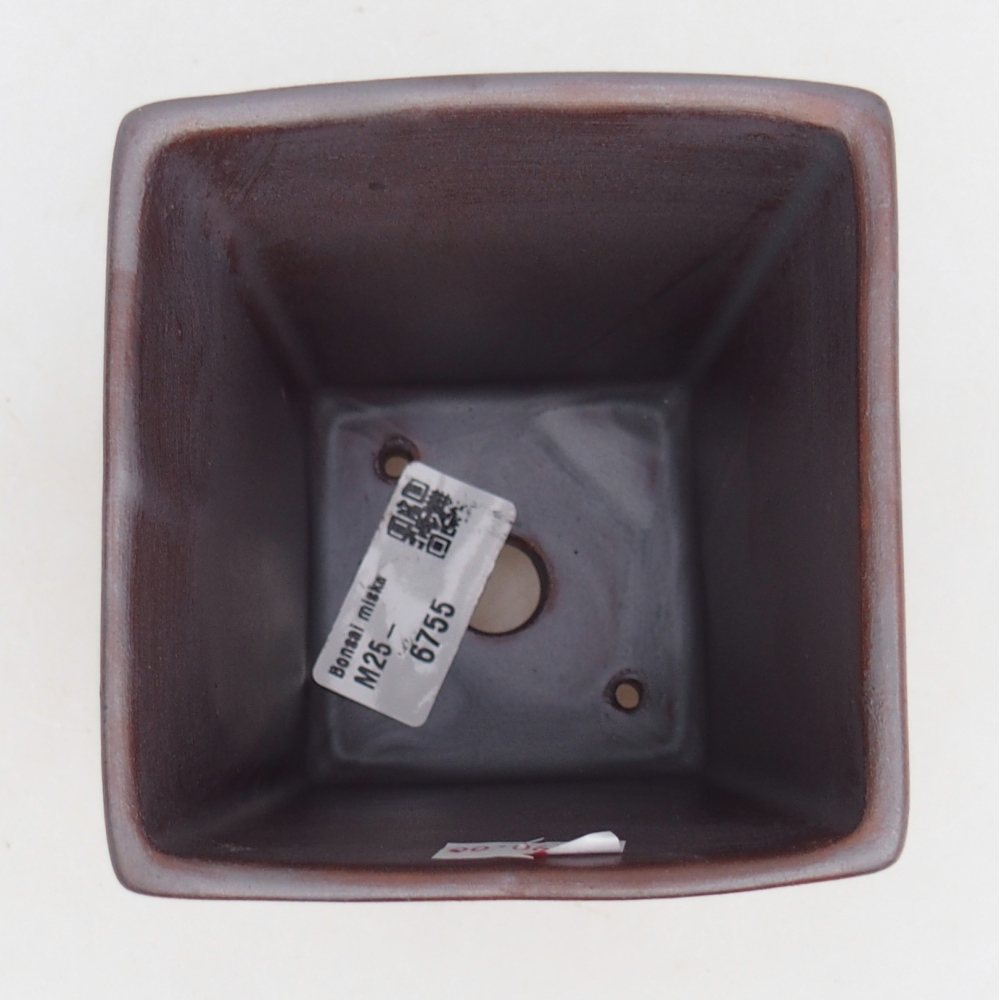 Bonsaischaal van keramiek 9 x 9 x 12,5 cm, metaalkleur