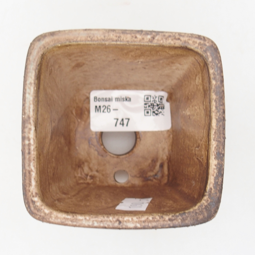 Bonsaischaal van keramiek 7,5 x 7,5 x 7,5 cm, groen