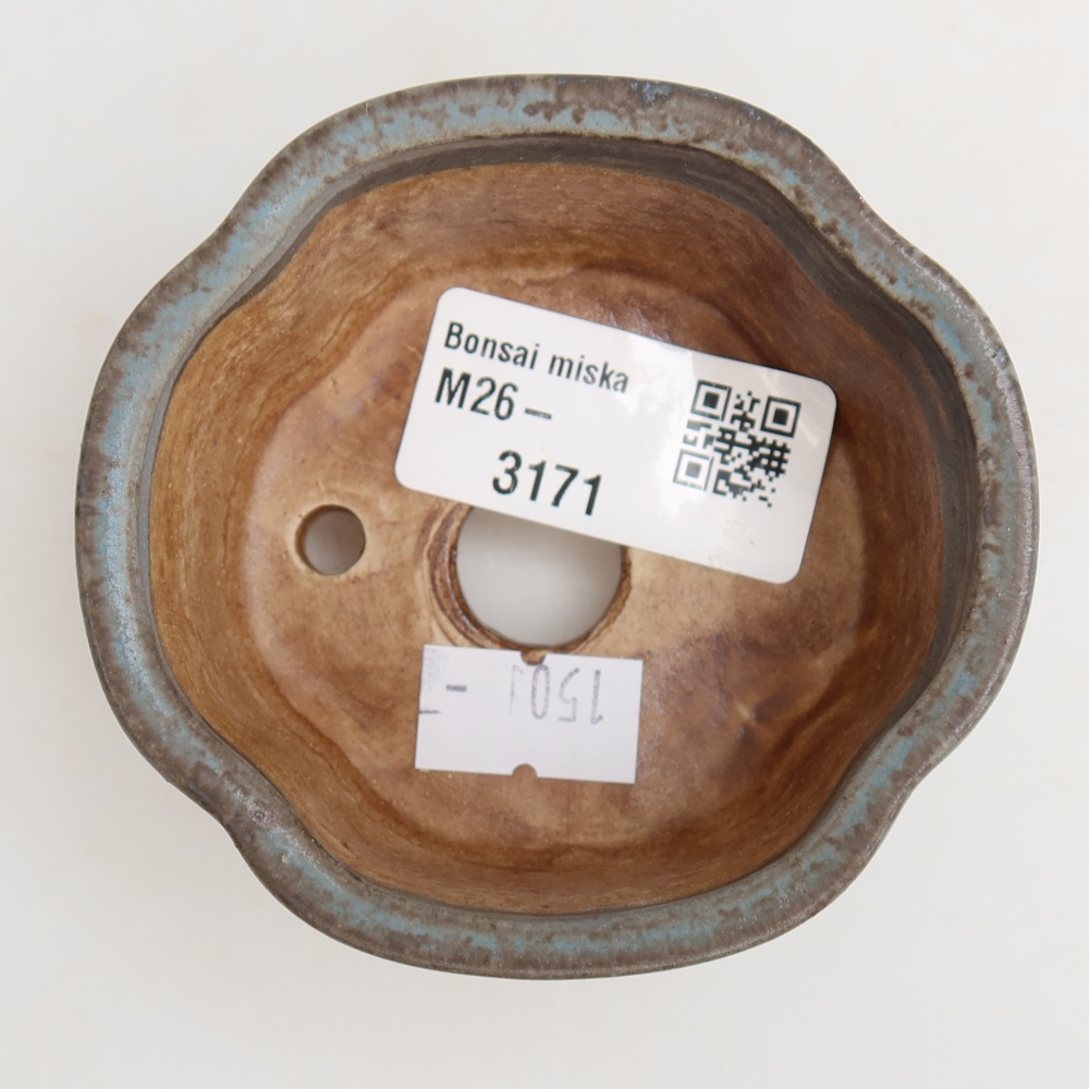 Keramische bonsaischaal 8 x 7,5 x 3,5 cm, kleur: blauw