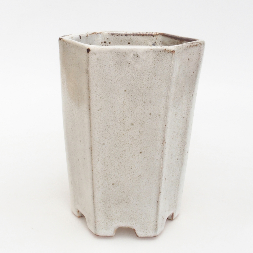 Bonsaischaal van keramiek 12,5 x 11,5 x 16,5 cm, kleur wit