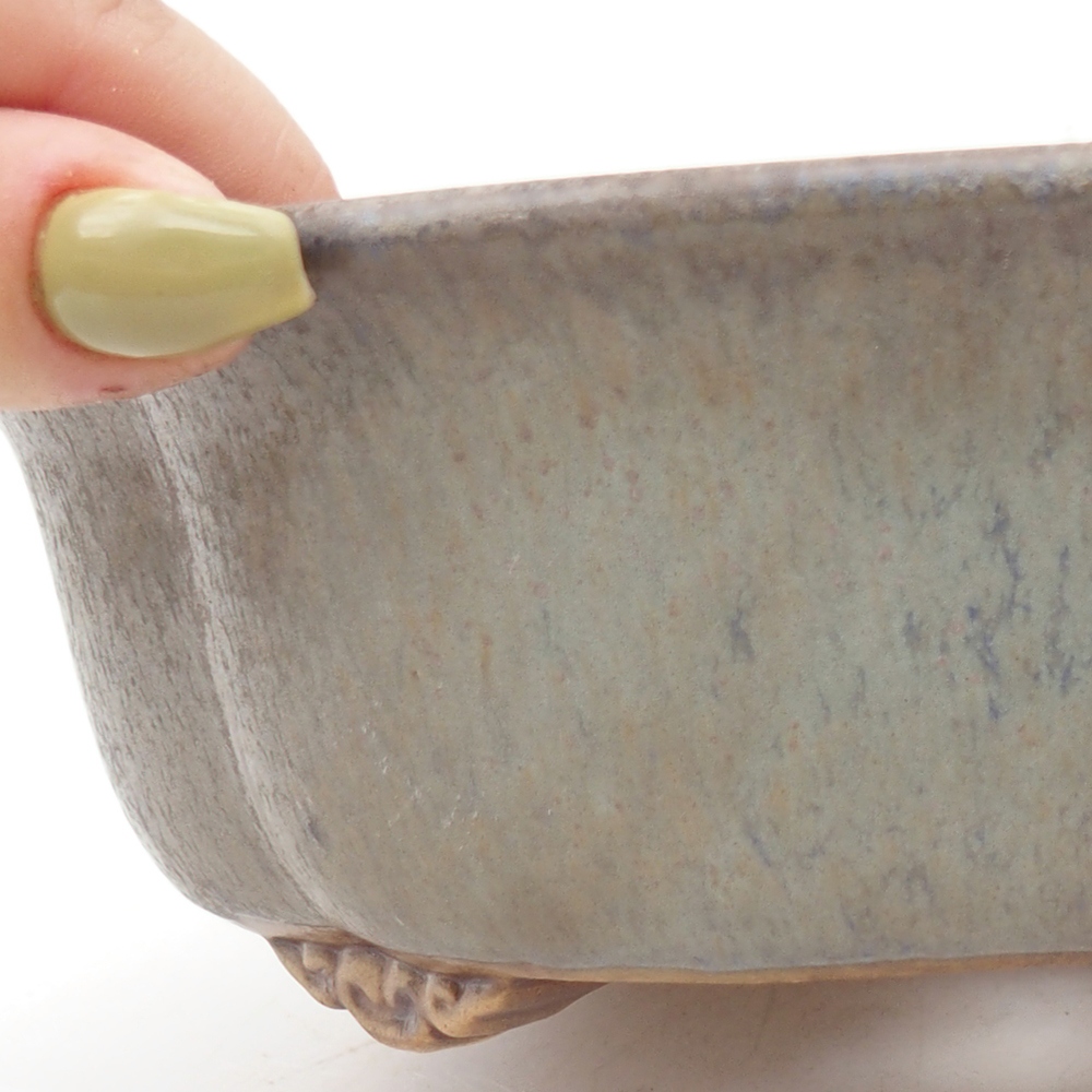 Bonsaischaal van keramiek 19 x 17 x 6 cm, kleur blauw