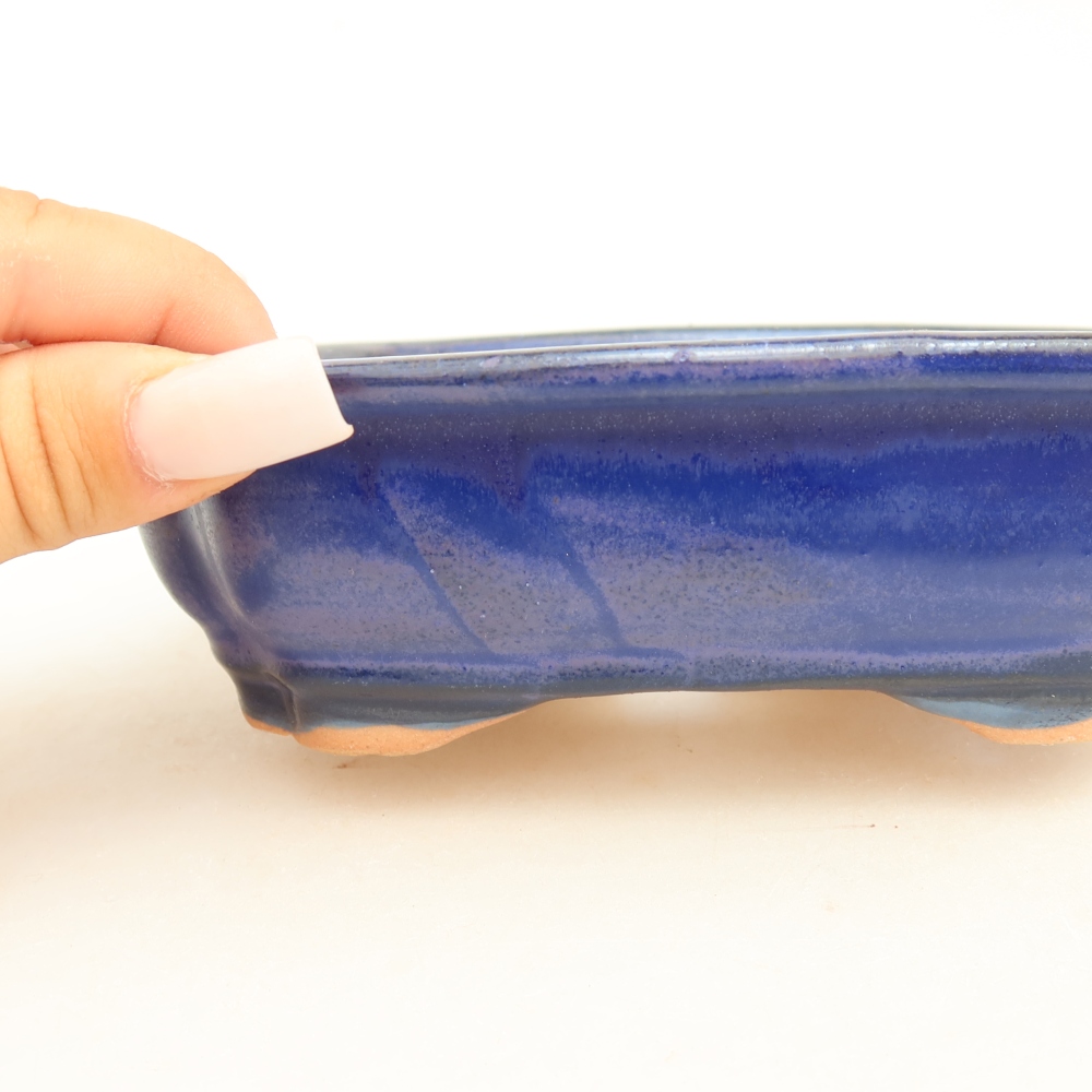 Bonsaischaal van keramiek 15,5 x 12 x 4,5 cm, kleur blauw