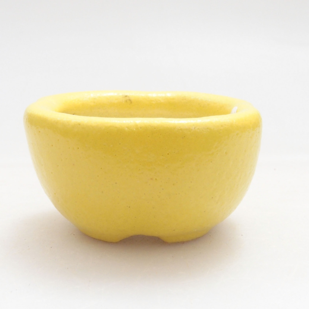 Bonsaischaaltje van keramiek 4 x 4 x 2 cm, geel
