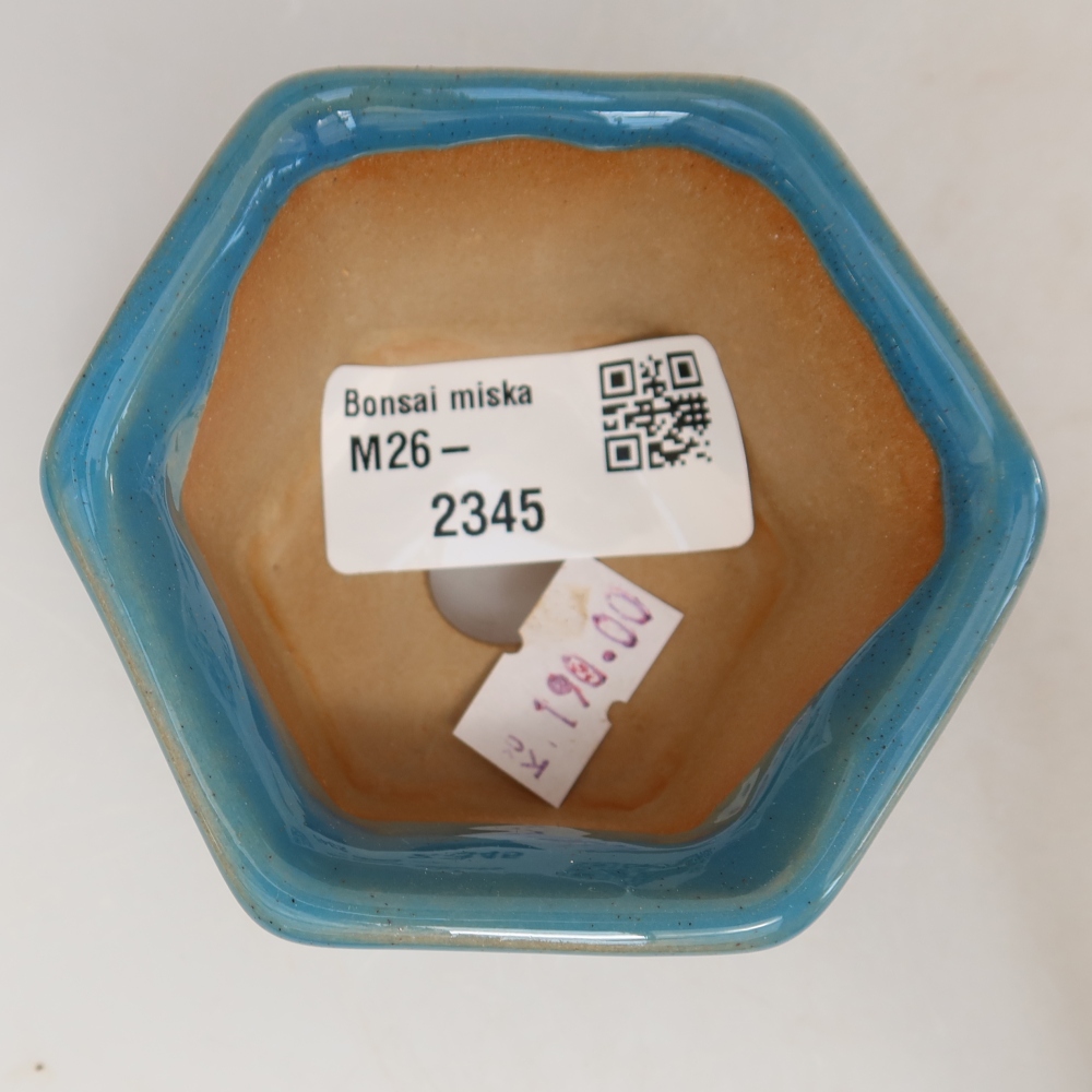 Bonsaischaal van keramiek 7,5 x 7 x 4 cm, kleur blauw